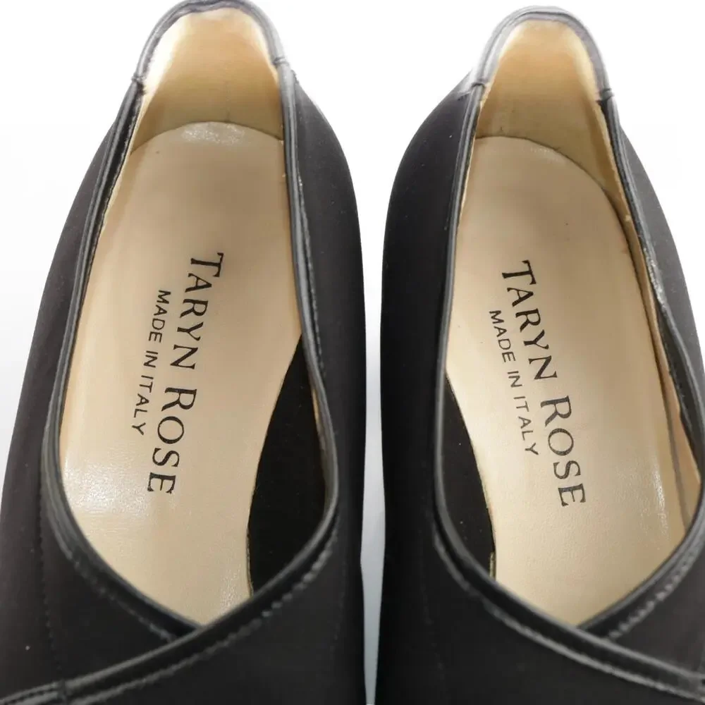 Taryn Rose Womens Pump Size 36 6 Black Satin Block Heel Comfy Dress Shoes Italy